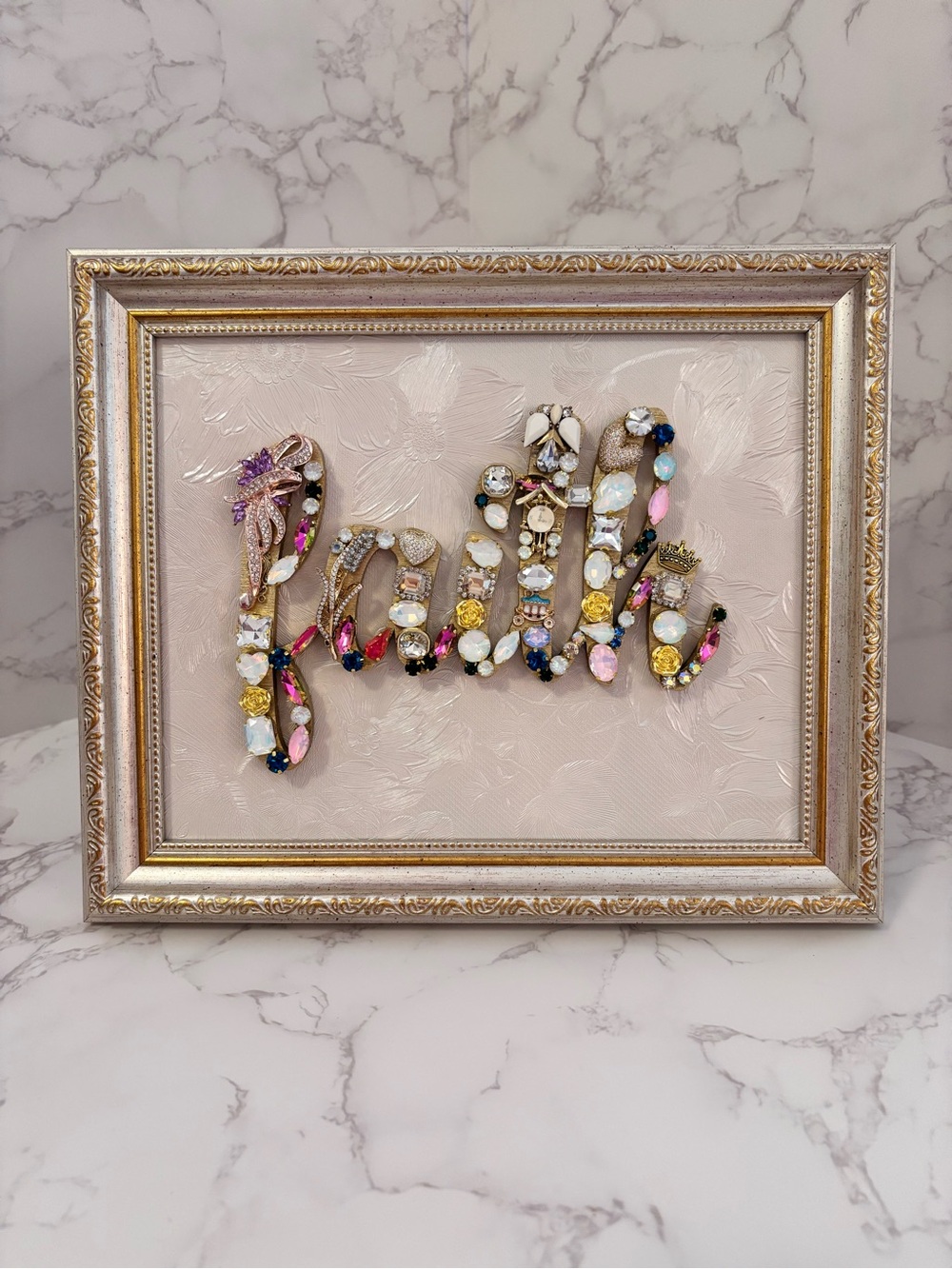 5x7 ‘Faith' Wall Art in Pink, Gold, STUNNING